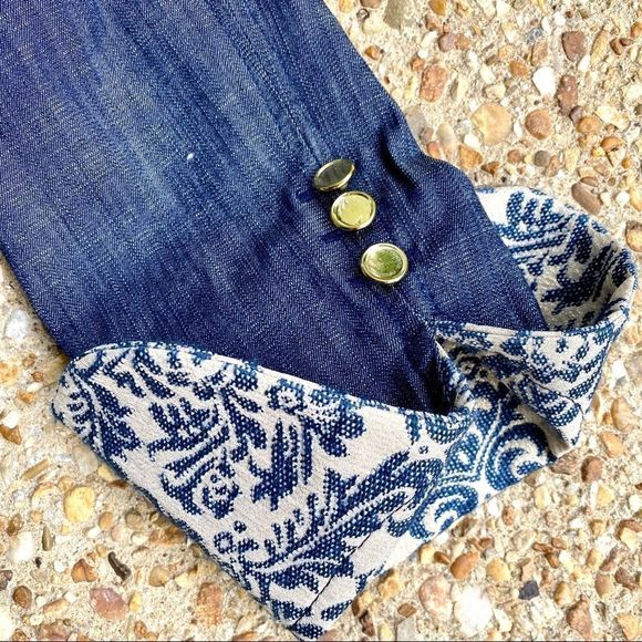 Like New Arden B Y2K 90s Denim Cream Brocade Jacket Size S - Picture 4 of 8